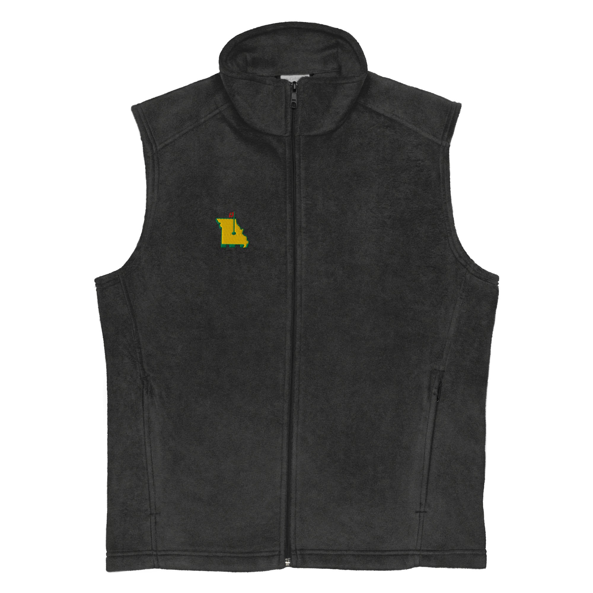 Men's Columbia fleece vest- SD-MO Flag – spicedaddystore